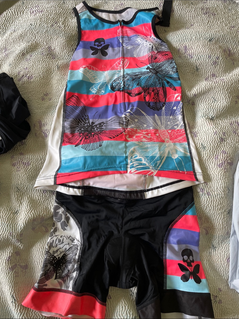 Women’s Multicolor Butterfly Print Athletic Tank and Shorts Set